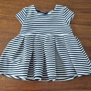 Joe Fresh Girls Nautical Navy & White Striped Dress Soze 6-12M